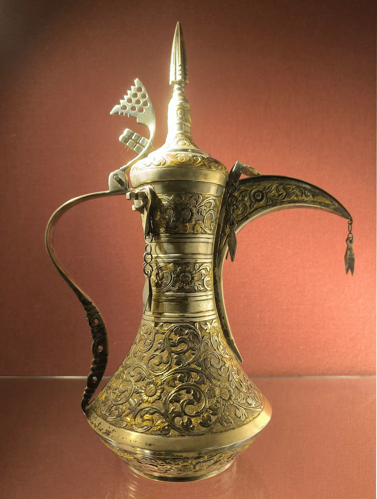 A silver Omani dallah coffee pot in the Bait al Zubair Museum